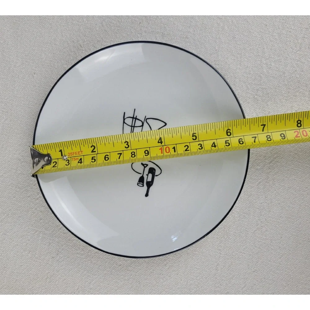 Crate & Barrel Ceramic Party Plates Appetizer Whimsical Lounge Scenes Set of‎ 6